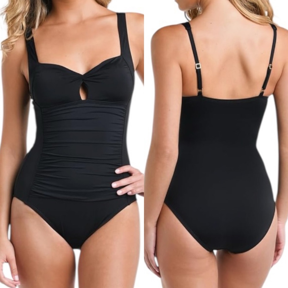La Blanca Island Goddess Twist Front Keyhole One Piece Swimsuit! Retail $120